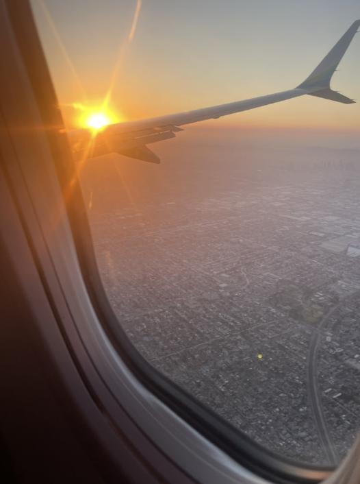 Photo of sunset from plane window